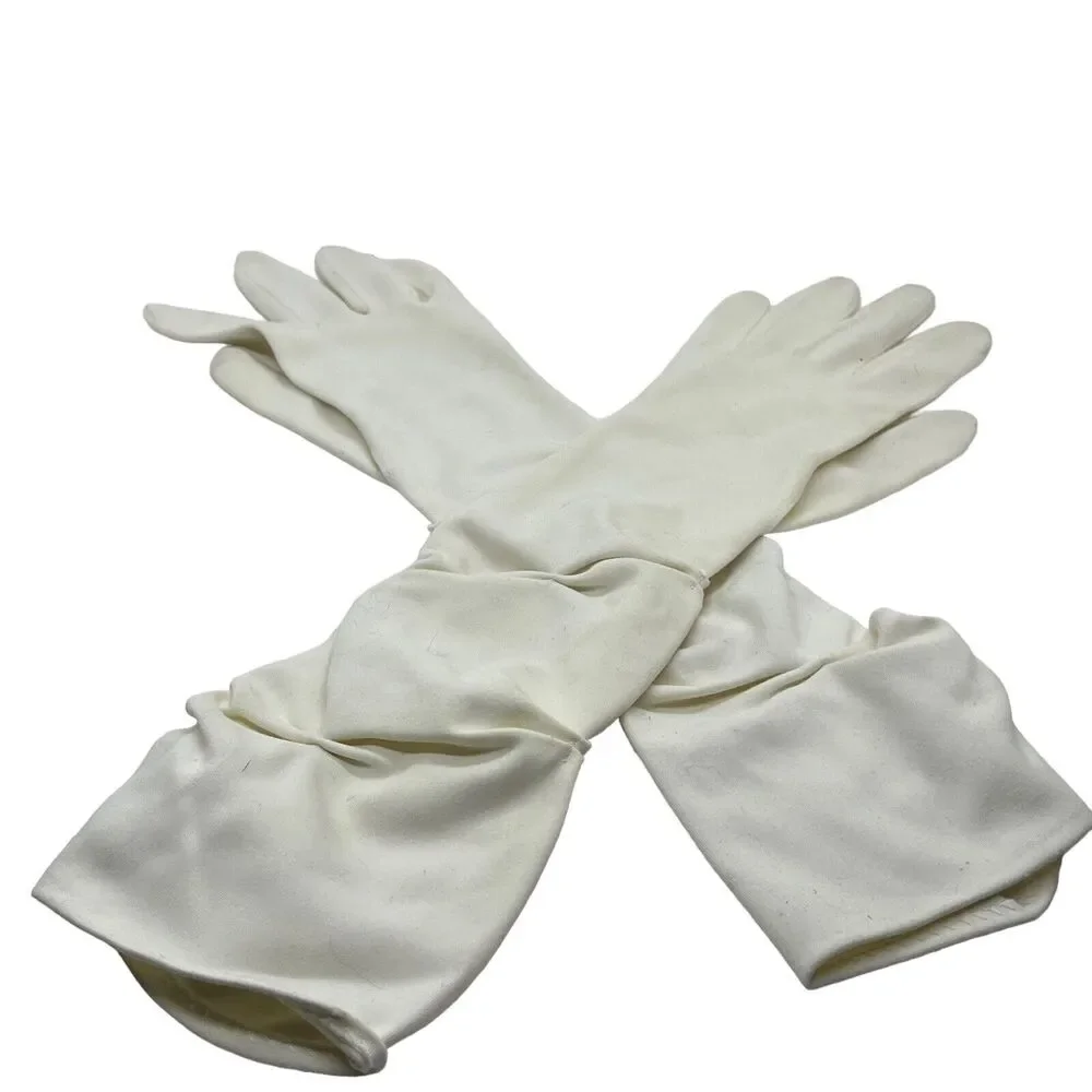 Gloves Cream Nylon Scrunch Gloves Sz 6 Nylasuede by Hansen Wedding Prom Opera